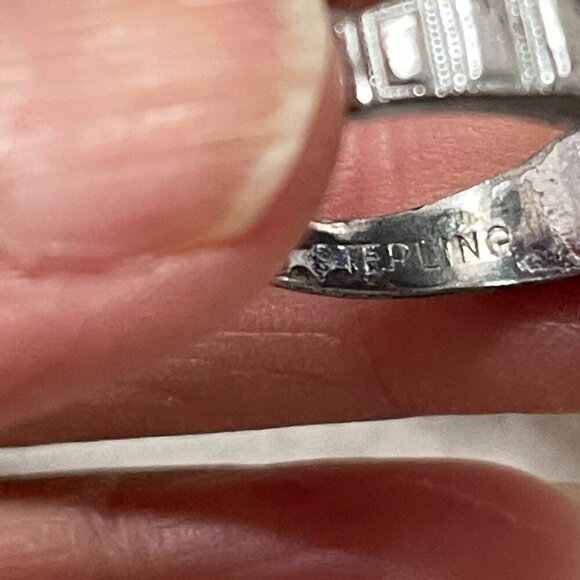 Vintage Genuine Blue Lapis Lazuli Cabochon Rectangular Setting Sterling Ring 4.5 - Picture 8 of 8